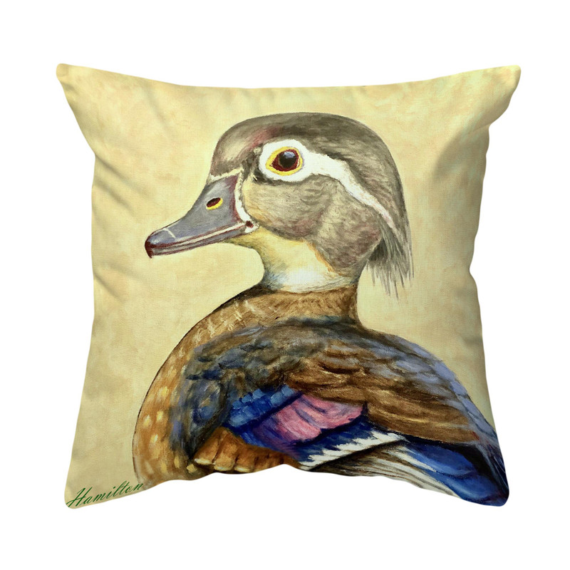 Betsy Drake Mrs. Wood Duck Large Noncorded Pillow 18x18 Main image
