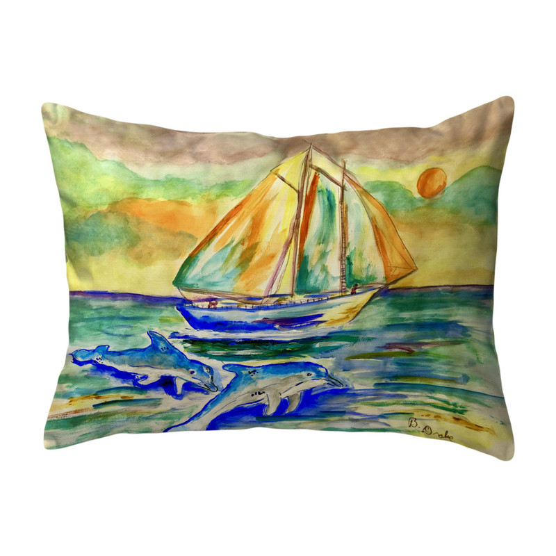 Betsy Drake Sunset Sailing Small Noncorded Pillow 11x14 Main image