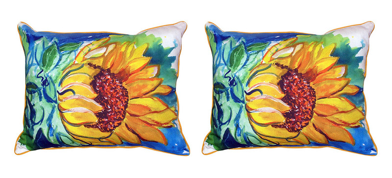 Pair of Betsy Drake Windy Sunflower Small Outdoor/Indoor Pillows 11X 14 Main image