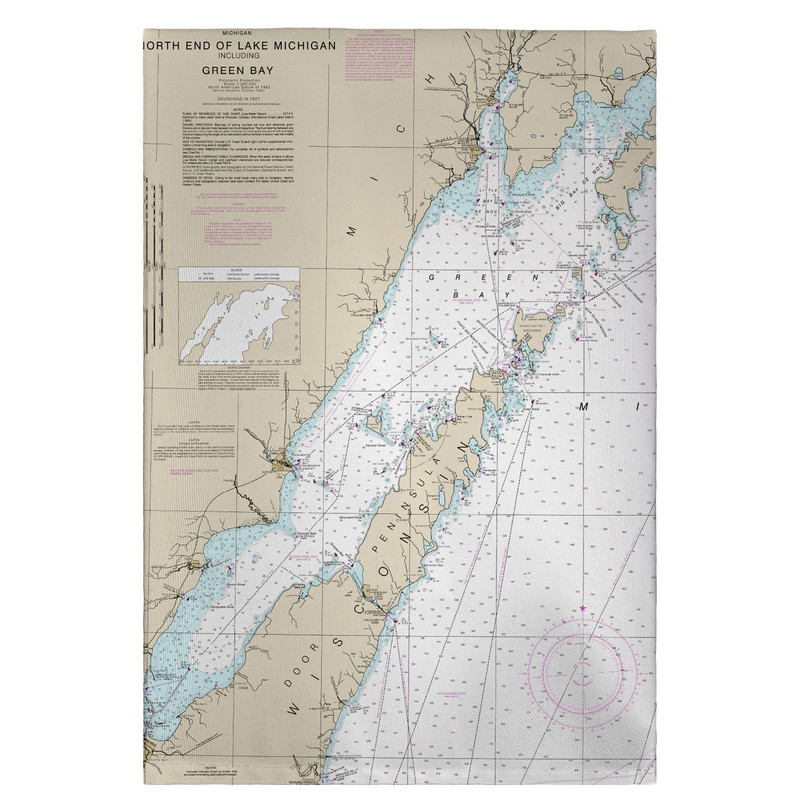 Betsy Drake Door County, Green Bay, WI Nautical Map Guest Towel Main image