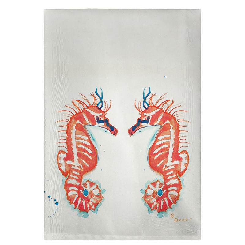 Betsy Drake Coral Sea Horses Guest Towel Main image