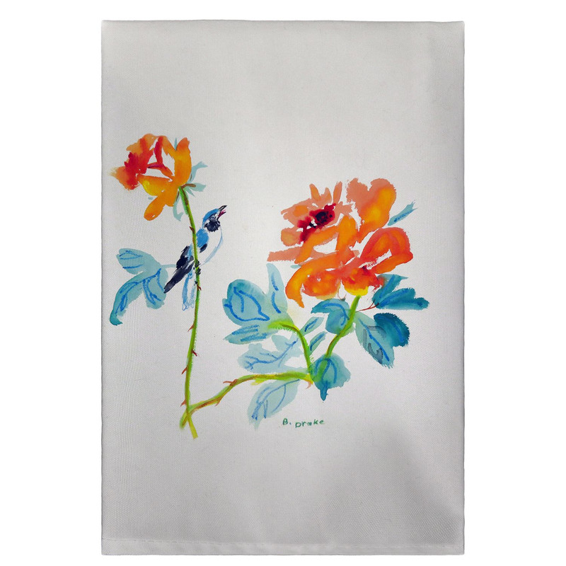 Betsy Drake Bird and Roses Guest Towel Main image