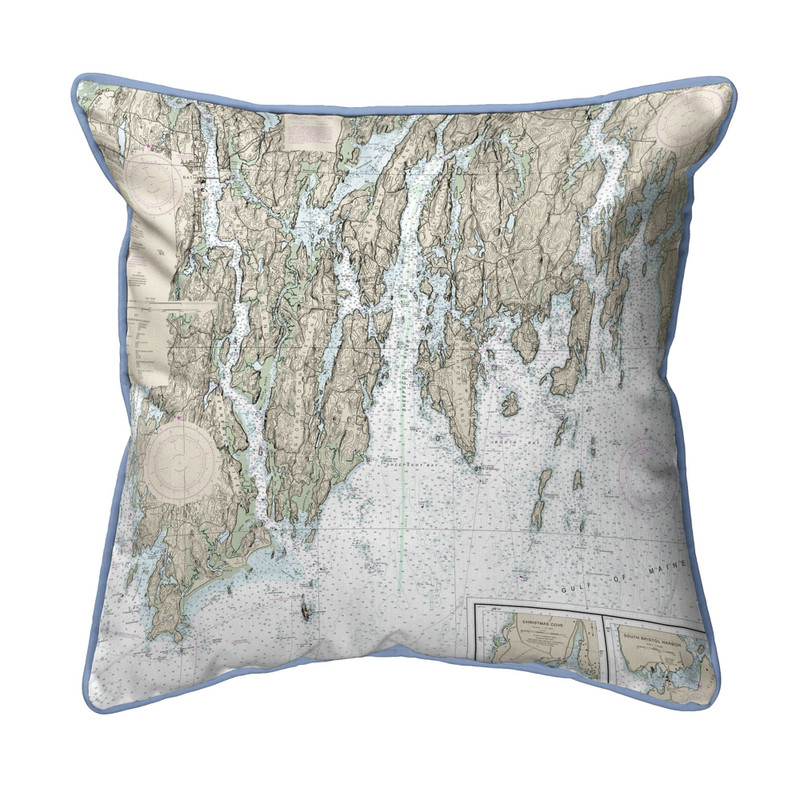Boothbay, ME Nautical Map Pillow 22x22 – Extra Large Zippered Main image