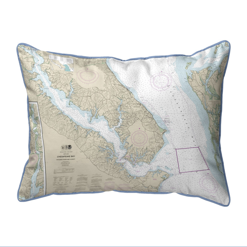 Chesapeake Bay, MD Nautical Map Pillow 20x24 – Extra Large Zippered Main image
