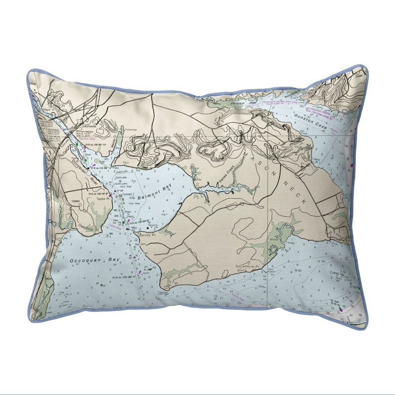 Occoquan, VA Nautical Map Pillow 20x24 – Extra Large Zippered Main image