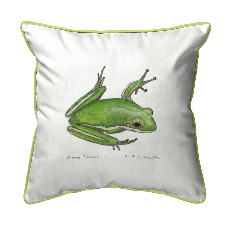 Betsy Drake Green Tree Frog Extra Large 22 X 22 Indoor / Outdoor Pillow Main image