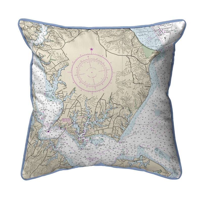 Betsy Drake Slomons Island, MD Nautical Map Extra Large Zippered Indoor/Outdoor Pillow 22x22 Main image