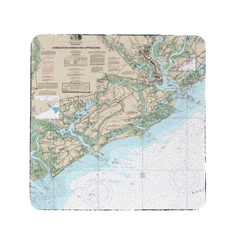 Betsy Drake Charleston Harbor and Approaches, SC Nautical Map Coaster Set of 4 Main image