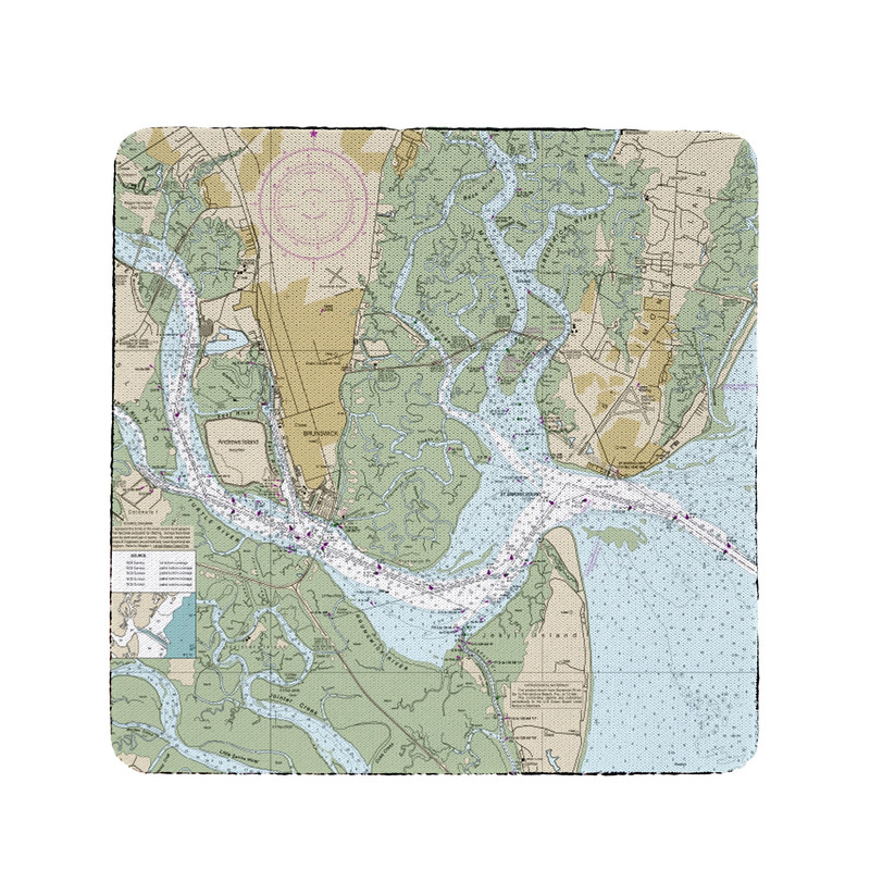 Betsy Drake St Simons Sound, GA Nautical Map Coaster Set of 4 Main image