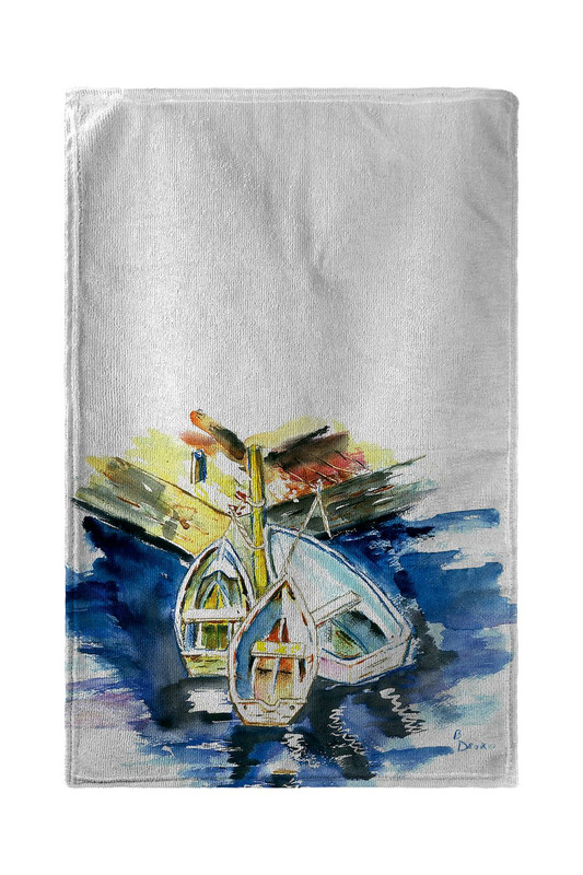 Betsy Drake Three Row Boats Kitchen Towel Main image