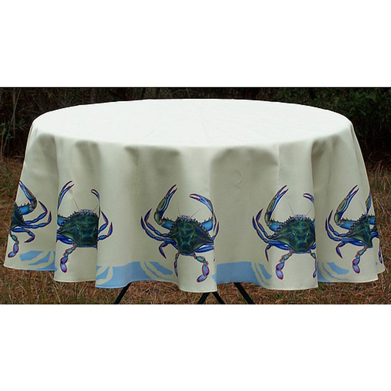 Betsy Drake Female Blue Crab 58 Inch Round Table Cloth Main image