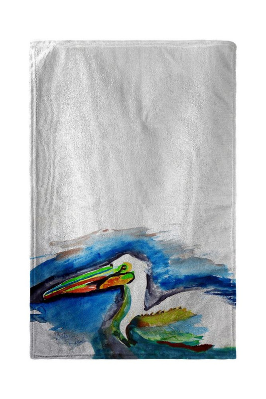 Betsy Drake White Pelican Head Beach Towel Main image