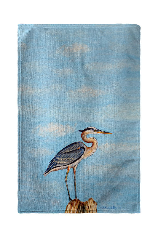 Betsy Drake Blue Heron on Stump Beach Towel Main image