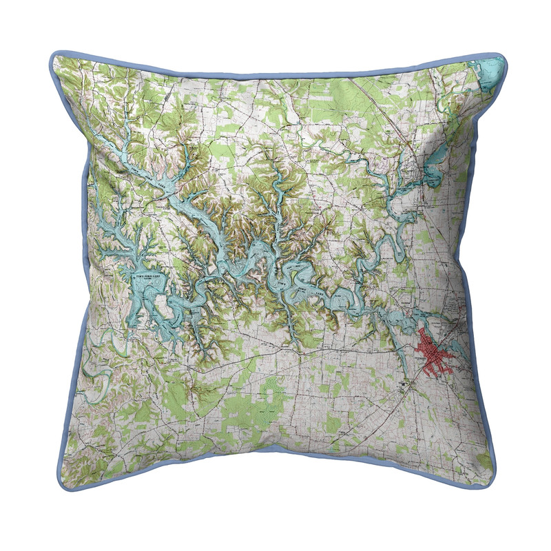 Betsy Drake Tims Ford Lake, TN Nautical Map Large Corded Indoor/Outdoor Pillow 18x18 Main image