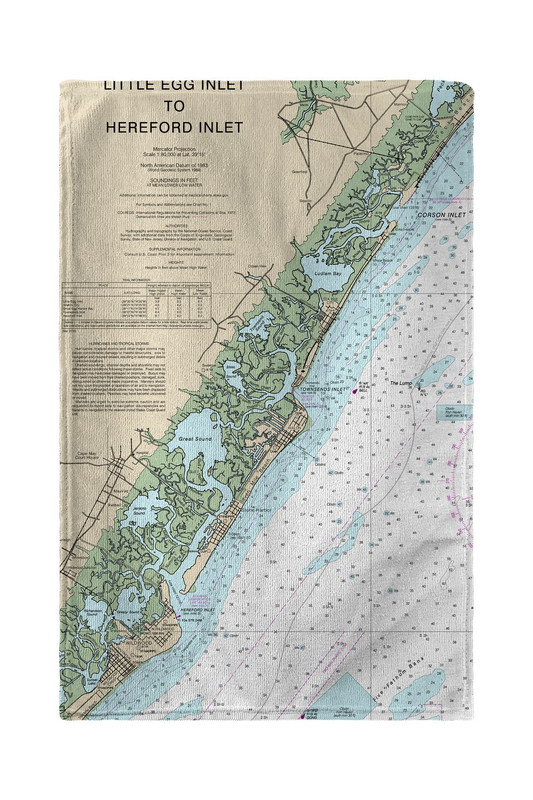 Betsy Drake Little Egg Inlet to Hereford Inlet - Avalon, NH Nautical Map Beach Towel Main image