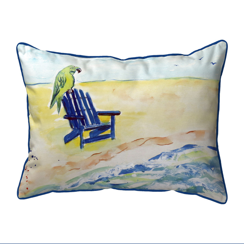 Zippered Betsy Drake Parrot and Chair Outdoor Pillow 20 Inch x 24 Inch Main image