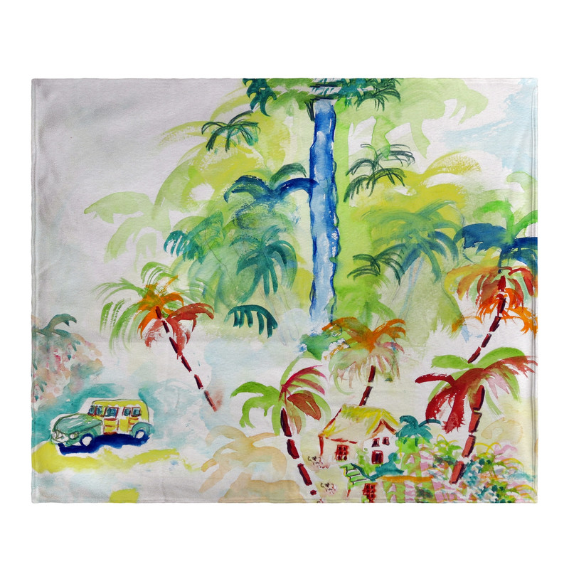 Betsy Drake Colorful Palms Fleece Throw Main image