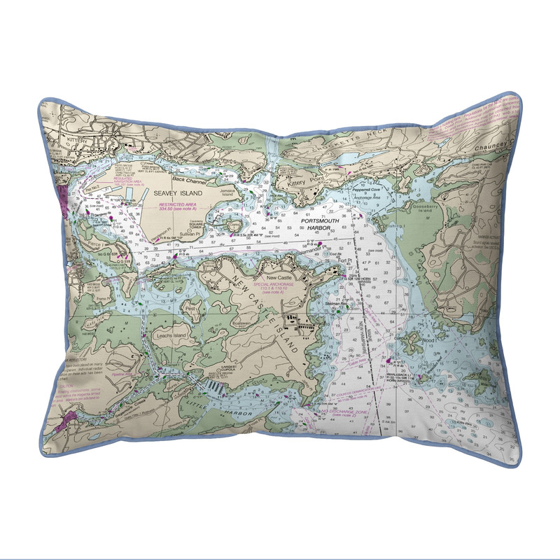 Betsy Drake Portsmouth Harbor, NH Nautical Map Small Corded Indoor/Outdoor Pillow 11x14 Main image