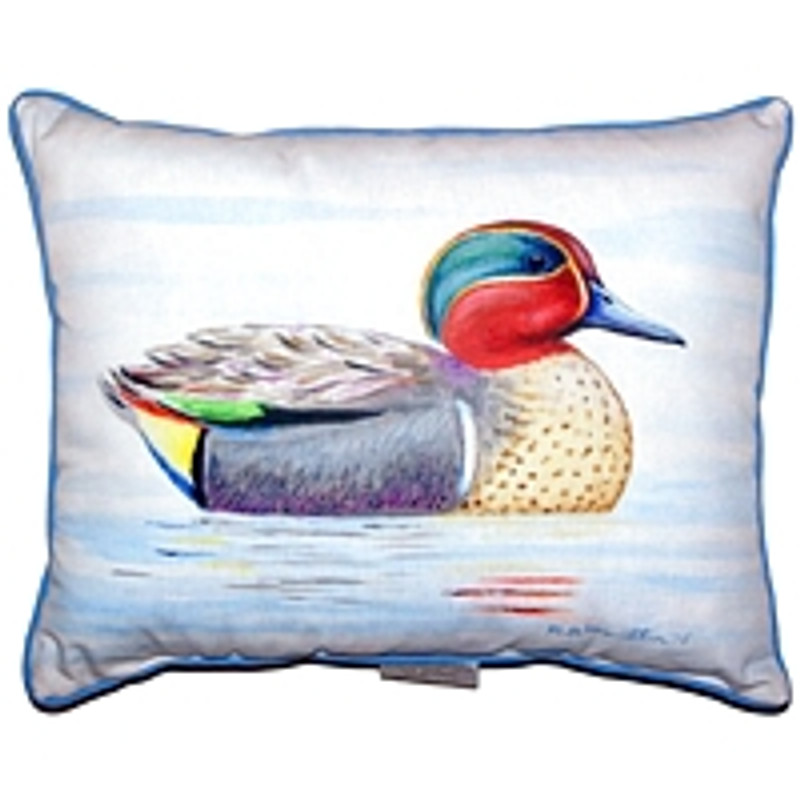 Zippered Betsy Drake Green Wing Teal Duck Outdoor Pillow 20 Inch x 24 Inch Main image