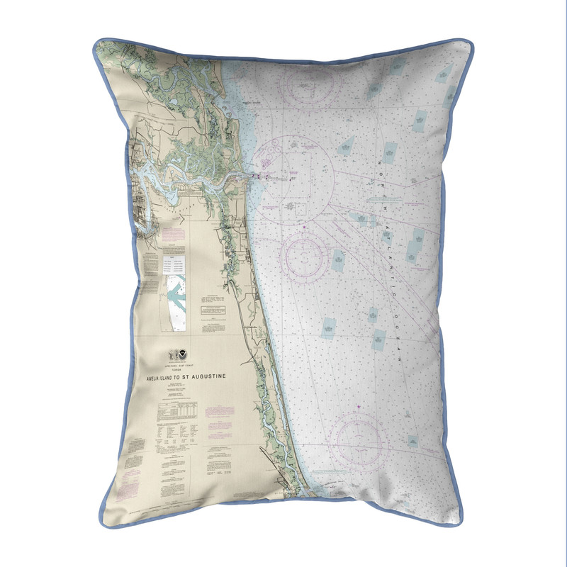 Betsy Drake Amelia Island to Saint Augustine, FL Nautical Map Small Corded Indoor/Outdoor Pillow 11x14 Main image