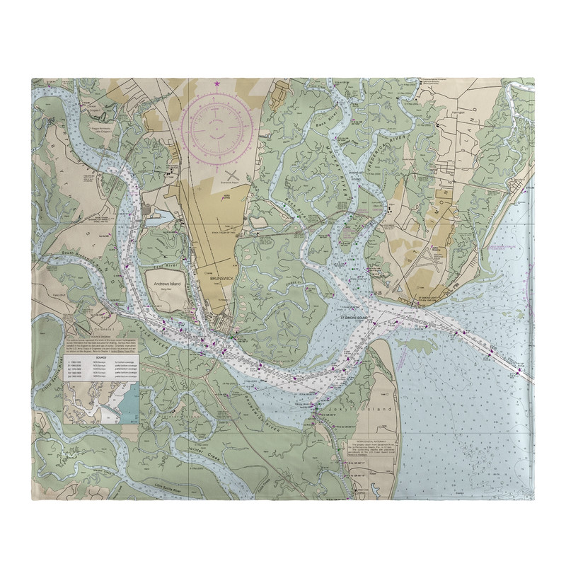 Betsy Drake St Simons Sound, GA Nautical Map Fleece Throw Main image