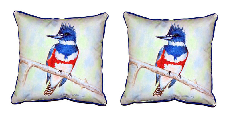 Pair of Betsy Drake Kingfisher Small Pillows 12 Inch X 12 Inch Main image