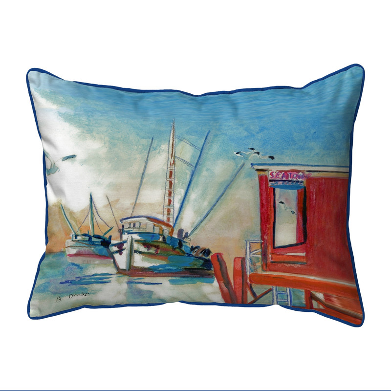 Betsy Drake Shrimp Boat Small Indoor/Outdoor Pillow 11x14 Main image