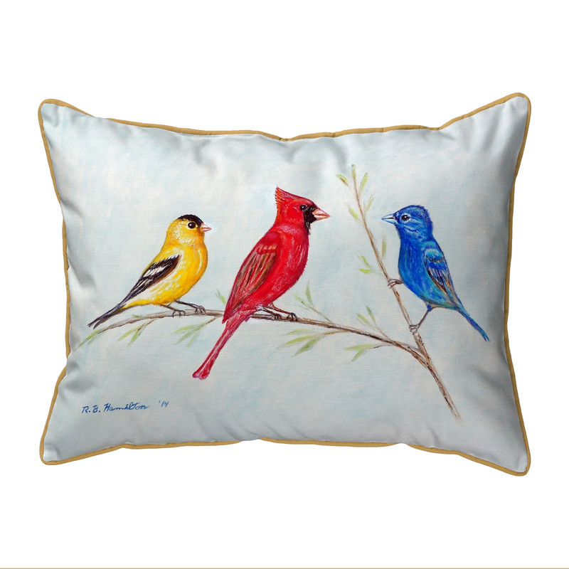 Betsy Drake Three Birds Small Indoor/Outdoor Pillow 11x14 Main image