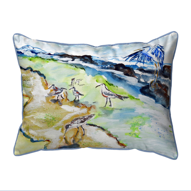 Betsy Drake Sandpipers & Heron Large Pillow 16x20 Main image