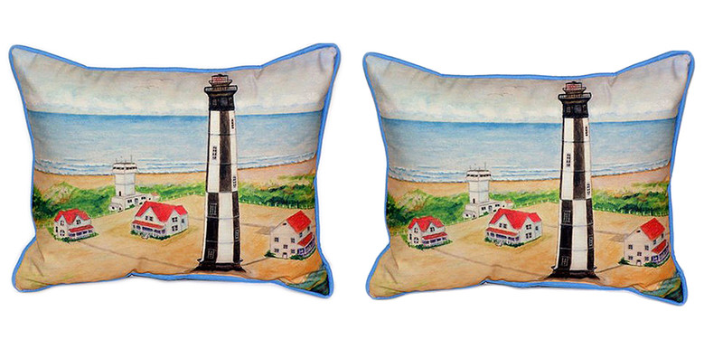 Pair of Betsy Drake Cape Henry Lighthouse Large Pillows 15 Inch x 22 Inch Main image