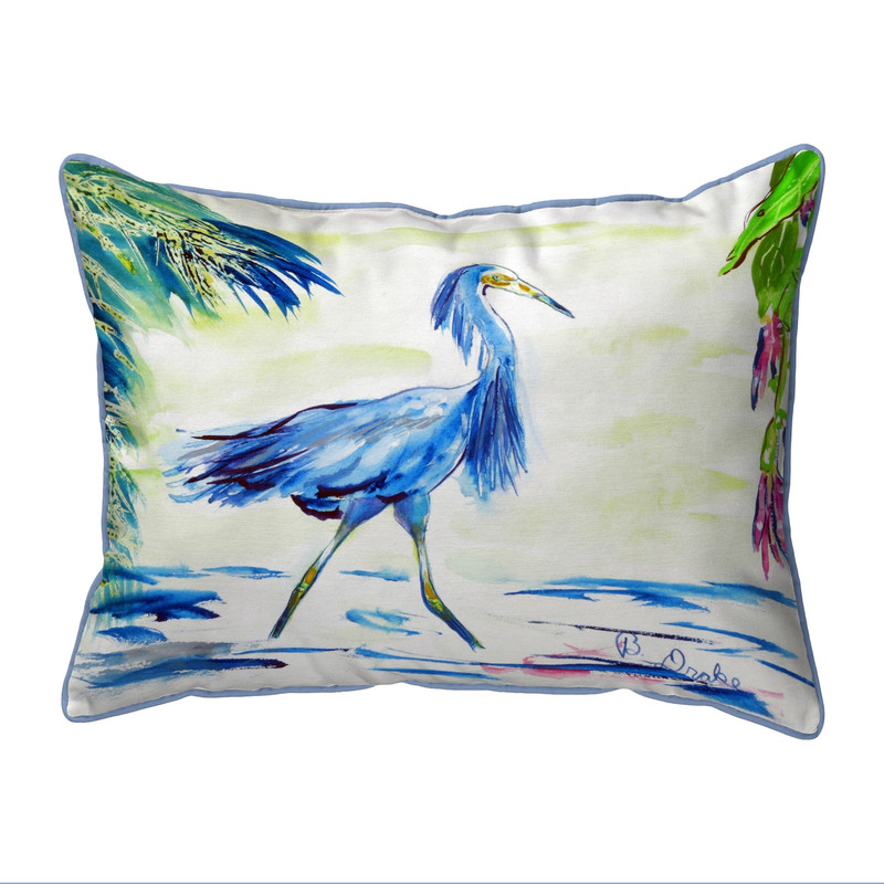 Betsy Drake Blue Egret Large Pillow 16x20 Main image