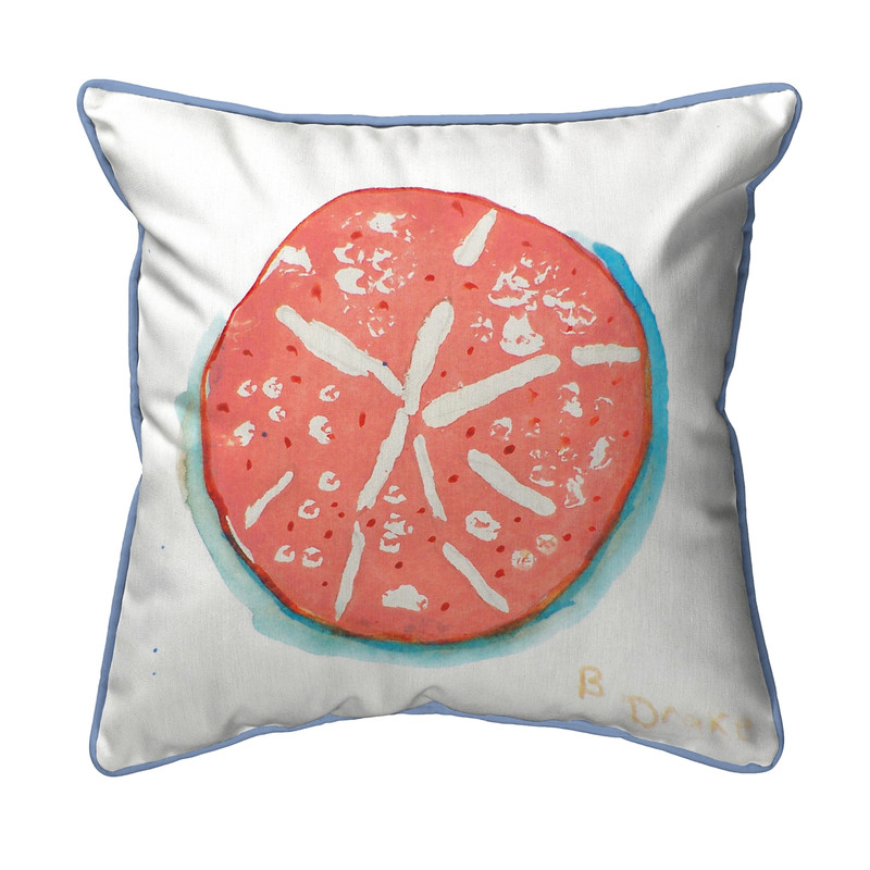 Betsy Drake Coral Sand Dollar Small Indoor/Outdoor Pillow 12x12 Main image