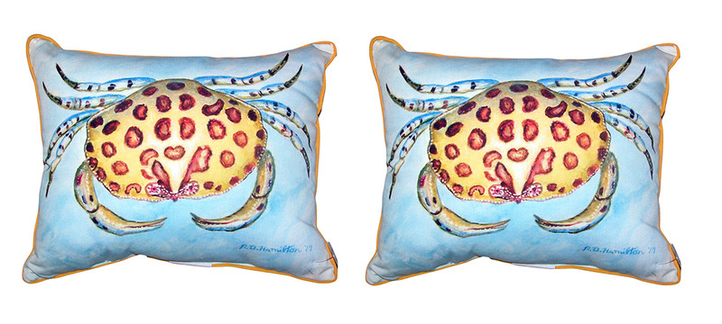 Pair Of Betsy Drake Calico Crab Large Indoor/Outdoor Pillows 16 X 20 Main image