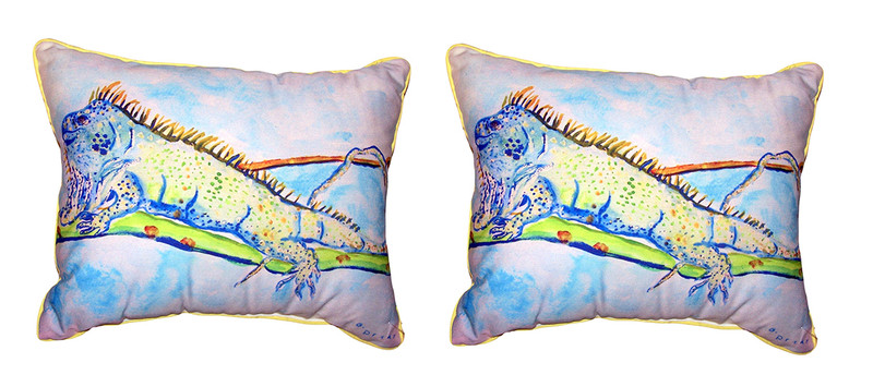 Pair Of Betsy Drake Iguana Large Indoor/Outdoor Pillows 16 X 20 Main image