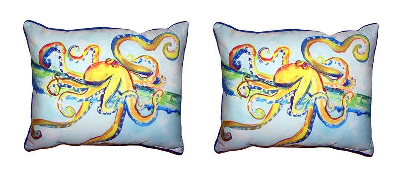 Pair Of Betsy Drake Crazy Octopus Large Indoor/Outdoor Pillows 16 X 20 Main image