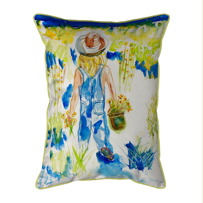 Betsy Drake Garden Girl Small Indoor/Outdoor Pillow 11x14 Main image