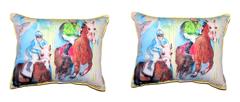 Pair Of Betsy Drake Starting Gate Large Indoor/Outdoor Pillows 16 X 20 Main image