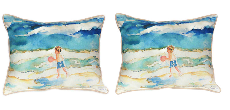 Pair of Betsy Drake Boy and Ball Large Pillows Main image