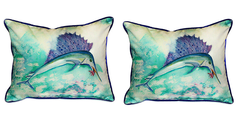 Pair of Betsy Drake Betsy’s Sailfish Large Pillows 16 Inchx20 Inch Main image
