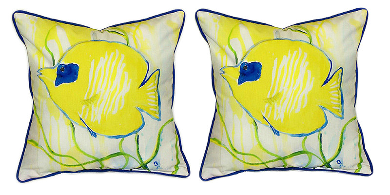 Pair of Betsy Drake Yellow Tang Large Pillows 18 Inchx18 Inch Main image