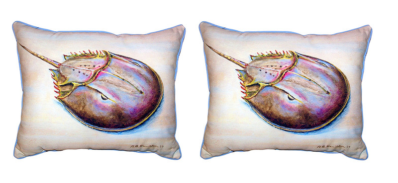 Pair Of Betsy Drake Horseshoe Crab Large Indoor/Outdoor Pillows 16 X 20 Main image