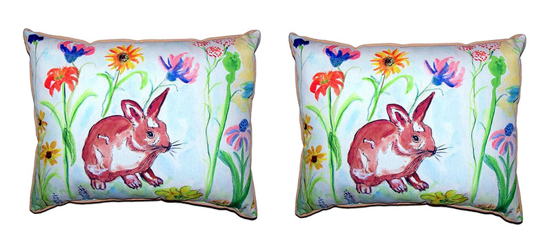 Pair of Betsy Drake Whiskers Bunny Large Pillows 16 Inch X 20 Inch Main image