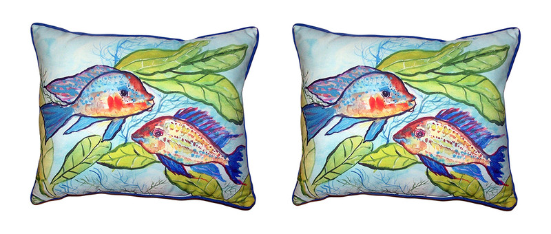 Pair Of Betsy Drake Pair of Fish Large Indoor/Outdoor Pillows 16 X 20 Main image