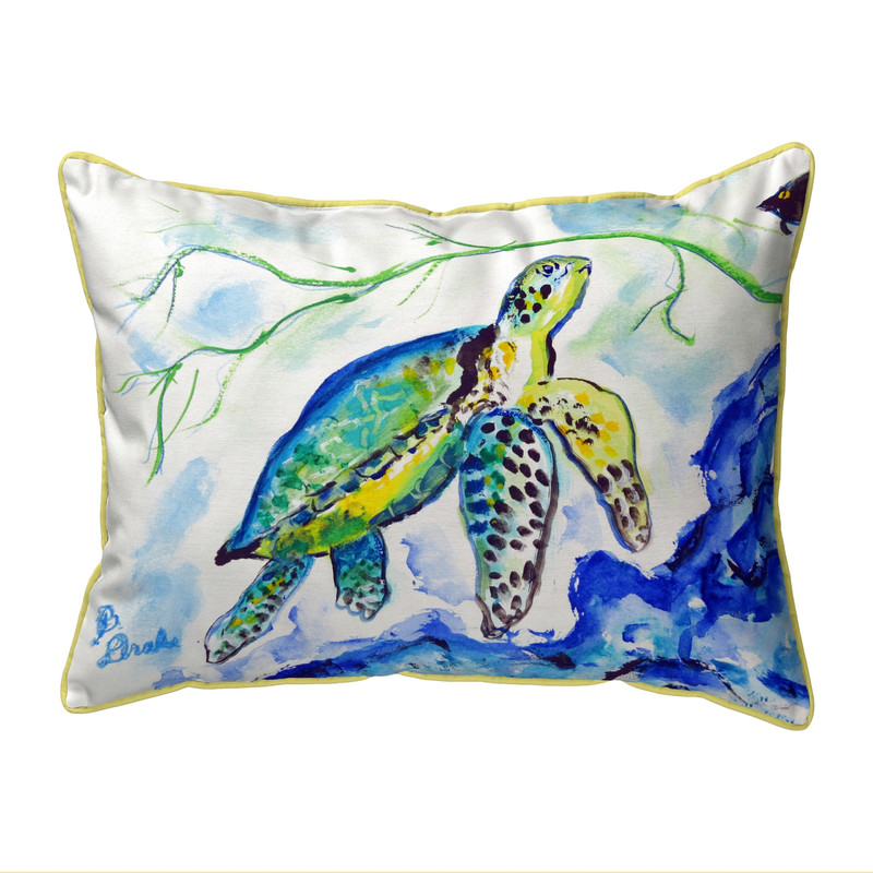 Betsy Drake Yellow Sea Turtle Indoor/Outdoor Extra Large Pillow 20x24 Main image