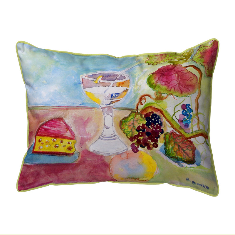 Betsy Drake Wine & Cheese Small Indoor/Outdoor Pillow 11x14 Main image