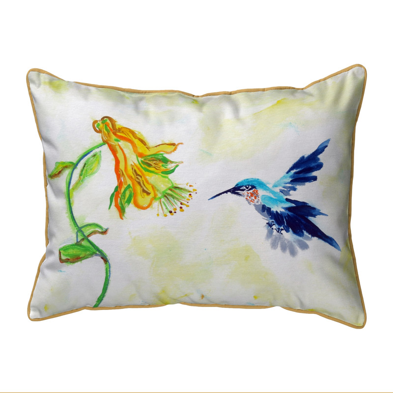 Betsy Drake Hummingbird & Yellow Flower  Indoor/Outdoor Extra Large Pillow 2 Main image