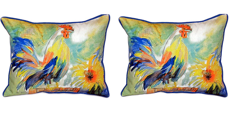 Pair of Betsy Drake Betsy’s Rooster Large Pillows 15 Inchx22 Inch Main image