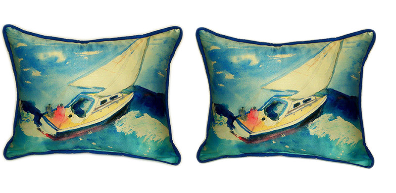 Pair of Betsy Drake Sailboat Large Pillows 16 Inch x 20 Inch Main image