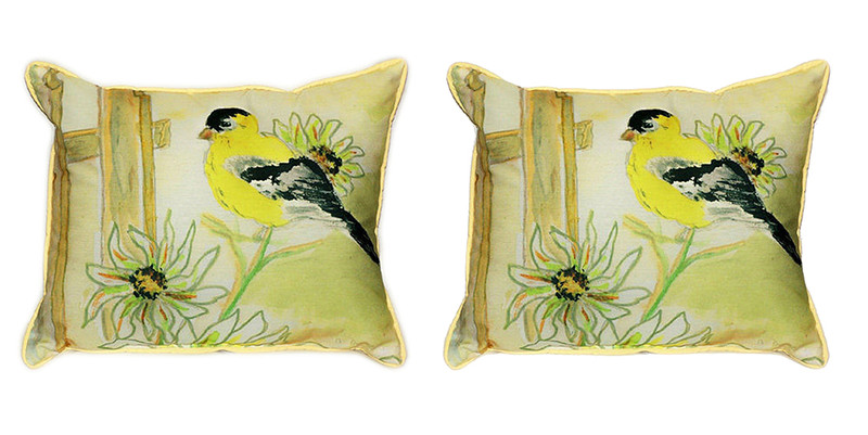 Pair of Betsy Drake Betsy’s Goldfinch Large Pillows 15 Inchx22 Inch Main image