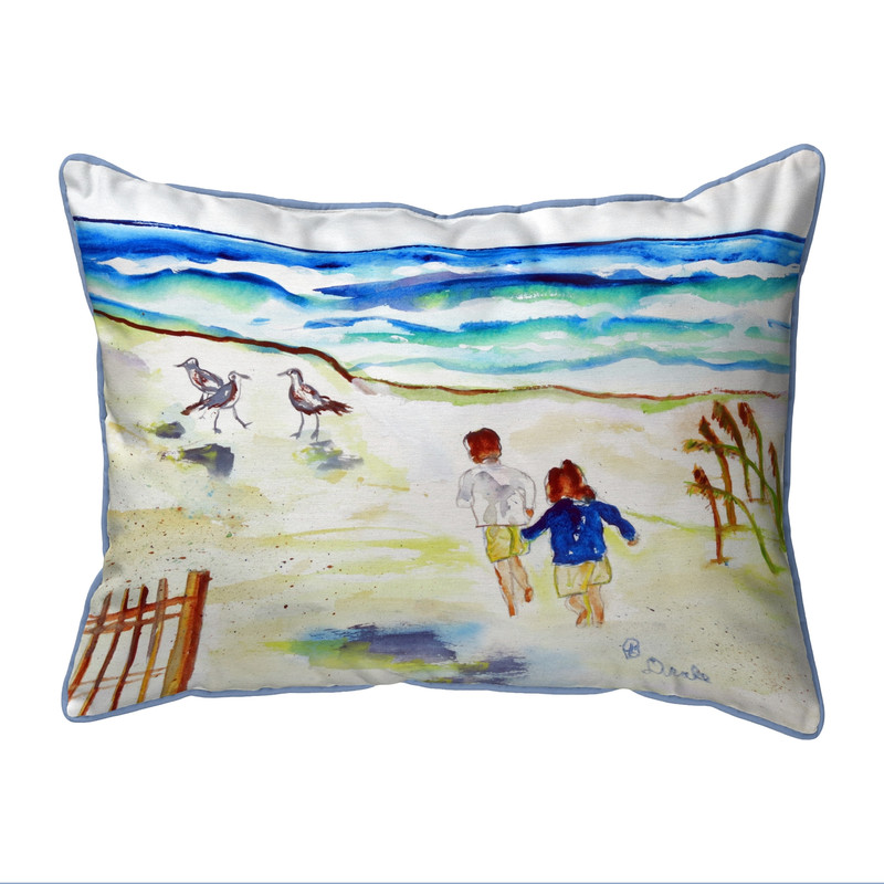 Betsy Drake Running at the Beach  Indoor/Outdoor Extra Large Pillow 20x24 Main image